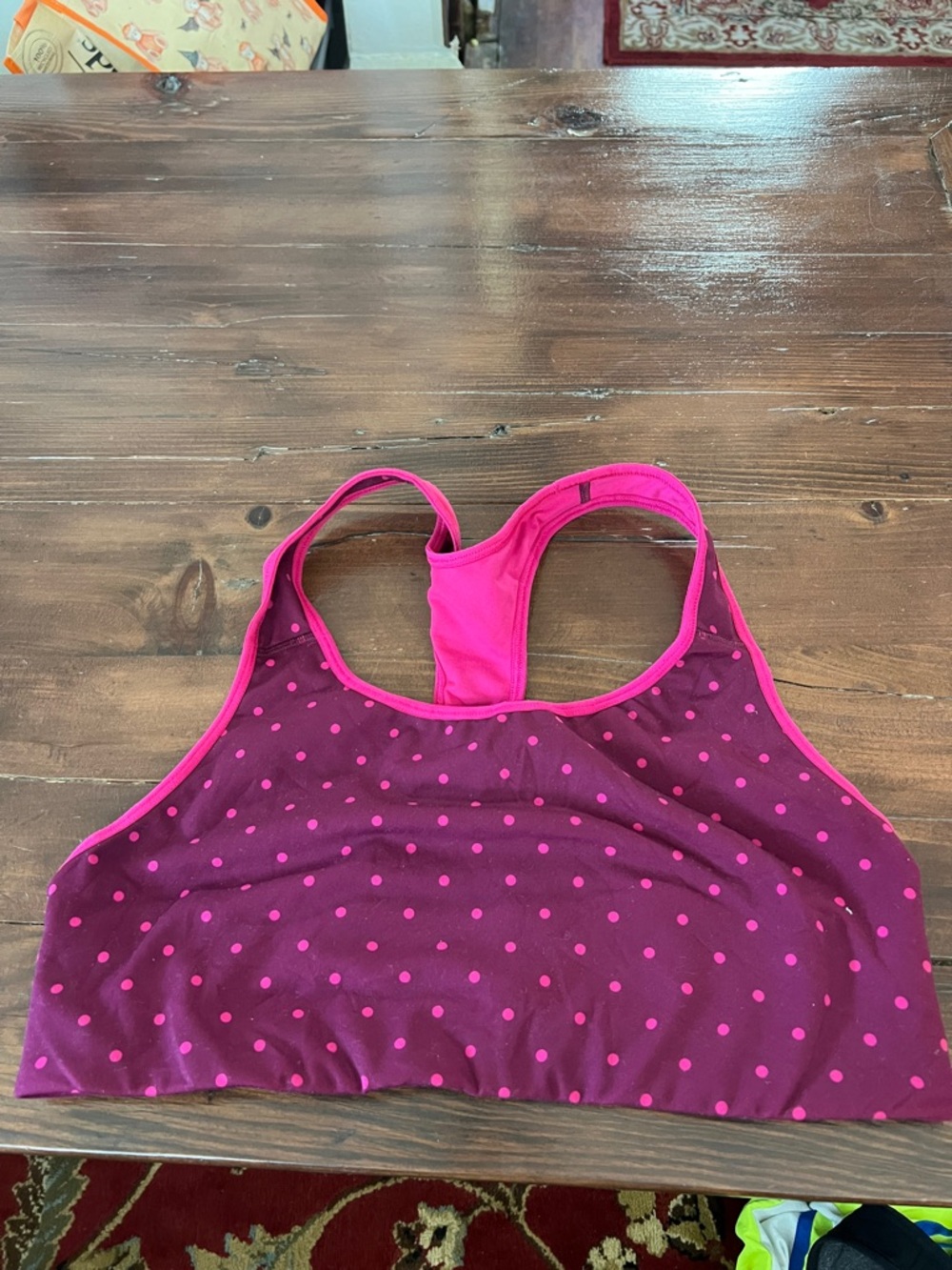 Old Navy Pink Polka Dot Racerback Sports Bra